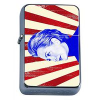 Hillary Clinton Flip Top Oil Lighter S1 Smoking Cigarette Smoker Includes Silver Case Presidential Candidate