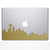The Decal Guru Seattle City Skyline Decal Vinyl Sticker, 13" MacBook Pro (2015 & Older Models), Gold (2332-MAC-13P-G)