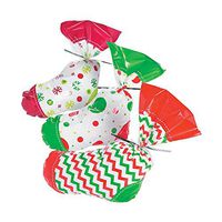Fun Express - Stocking Treat Bags (1dz/pbh,12pbh) for Christmas - Party Supplies - Bags - Cellophane Bags - Christmas - 144 Pieces