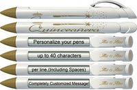 Greeting Pen Personalized Pens- Quinceañera Wand 15th Birthday Party Favor/Invitation Rotating Message Pen - 25 Pack (P-QP-405-25)