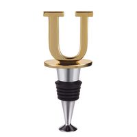 Wine and Beverage Bottle Stopper With Gold Finish (Letter U)