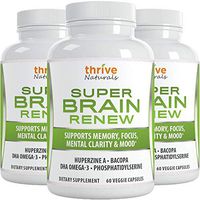 Thrive Naturals Super Brain Renew - Memory Supplement - Brain Food Made from Phosphatidylserine & Bacopa Extract - Best Vitamin Pills for Memory - 180 Vegetarian Capsules - 3 Month Supply (3 Pack)