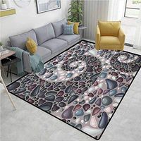 YucouHome Nature Paisley Area Rug Non Slip, Garden Mountains Volcanic Stones Image of Pebbles on Cement Print, Durable Rugs - Living, Dinning, Office, Rooms & Bedrrom, Hallway Carpet(6'x 9')