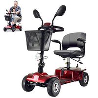 DONGBALA 4-Wheel Electric Vehicle, Heavy Duty Scooter Folding Wheelchair with Baskets Led Lights Solid Explosion-Proof Tire 20AH Lithium Battery for Adult Elderly 43Cm Seat Red