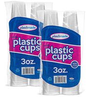 [200 Count] PlastiMade 3 Oz Clear Plastic Disposable Reusable Cups For Drinking, Bathroom, Rinsing, Test, Medication, Party, Home, Office, Water, Juice, Kids. 2 Pack