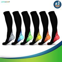 Graduated Compression Therapy Socks | Athletic Fit for Running-Cycling-Nurses-Travel-Maternity-Support | Improves Blood Circulation, Anti-Swelling & Varicose Veins | 15-20mmHg (6 Pair, Mix Colors)