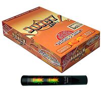 Herb Airtight Tube Pocket Protector with Juicy Jay's Peaches & Cream 1.25 Flavored Hemp Rolling Papers 24 Count Box DC Crafts Nation- Rasta Skull