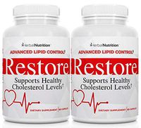Restore - Cholesterol Lowering Supplement Advanced Lipid Control 2 Bottles 120 Capsules Cardiovascular Health Using All-Natural Bio-Actives Lower Cholesterol in 90 Days Guaranteed