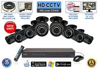 8 Camera PRO Series Super HIGH Definition 4 Megapixel HD Full 1080p Indoor/Outdoor Black Infrared Bullet Security Camera System with 100 Foot Night Vision - CCTV