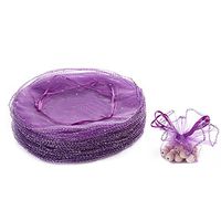 Dealglad 100pcs 25cm Round Drawstring Organza Jewelry Candy Pouch Christmas Wedding Party Favor Gift Packaging Bags (Purple)