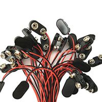 100ea I Shape 9V Battery Button snap Connector Black Plastic Shell Copper Button 150mm Wire 4mm tin end