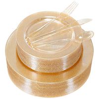 180pcs Gold Plastic Plates with Gold Glitter Silverware, Disposable Dinnerware Set Includes: 36 Dinner Plates 10.25", 36 Dessert Plates 7.5", 36 Forks, 36 Knives, 36 Spoons