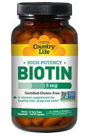 Country Life Biotin High Potency 5 mg - 120 Vegan Capsules