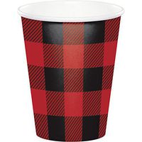 Creative Converting 321827 96 Count 9 oz Hot/Cold Paper Cups, Buffalo Plaid