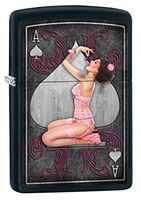 Zippo Lighter: Sexy Pin-Up Girl, Ace of Spades - Black Matte 79557