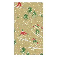 Caspari Winter Sports Paper Guest Towel Napkins in Gold, Four Packs of 15