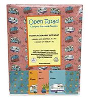 Eco Friendly Pack of Three Reversible Gift Wrap Campers Cactus & Couples Folded Wrapping Paper Sheets & Three Sticker Tags