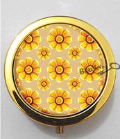 BlackKey Sunflower Pattern 3-Compartment Decorative Pocket Gift Box Case Organizer for Pill, Color 2 -977