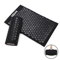ENJIFE Acupressure Mat Pillow Set Lotus Massage Cushion Set Full Body Nails Sleep Mats for Back, Legs, Neck, Sciatica, Trigger Point Therapy, Pain and Stress Relief (Acupressure Black Round Set)