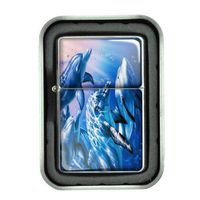 Windproof Refillable Oil Lighter with Tin Gift Box Dolphins Design-003