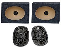 2) Kicker DS693 6x9" 280W 3-Way Car Speakers + 2) QTW6X9 Angled 6x9" Speaker Box
