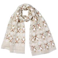 Theoylos Women's Christmas Scarf Winter Deer Print Warm Scarves Ladies Soft Chiffon Shawl Wraps Yellow