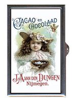 Antique Victorian Chocolate Pretty Girl Ad Decorative Pill Box