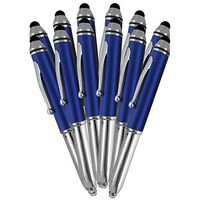 SyPen Stylus Pen for Touchscreen Devices, Tablets, iPads, iPhones, Multi-Function Capacitive Pen with LED Flashlight, Ballpoint Ink Pen, 3-in-1 Pen, 10PK, Blue