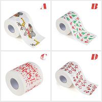 Christmas Toilet Paper Christmas Santa Claus Elk Funny Snowman Pattern Roll Paper for Living Room, Kitchen, Bedroom, Bathroom and Holiday Decoration (A+B+C+D)