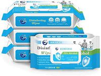 Disinfectant Wipes, 75% Alcohol Cleaning Wipes (4 Bags, 60 Pieces, 240 Pieces in Total), Common for Daily Disinfection in Home Office Schools