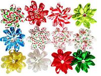HipGirl Christmas Bows for Gifts, Gift Pull Bows - Red,Green,Gold,Silver Holiday Bows,Ribbon Bows to Match Christmas Wrapping Ribbon,Party Favors (8pc Ribbon Flower 2.5" Christmas Gift Bows)