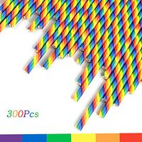 300Pcs Rainbow Paper Straws, ANDERSE Biodegradable Straws Pride Party Drinking Straws, Colorful Straws for Party Supplies Decorations Birthday Wedding Anniversary Christmas - Practical & Eco-Friendly