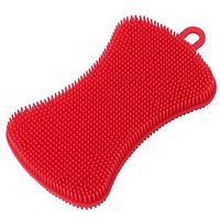 Silicone Dish Washing Brush, Pot Pan Kitchen Cleaner Sponge Scrubber (Red)