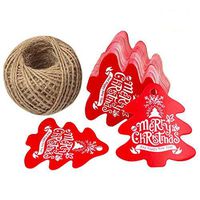 Red Gift Tags,Merry Christmas Gift Tags,Paper Gift Tag with String,100 Pcs Merry Christmas and Happy New Year Red Gift Labels for Gift Wrapping Decoration