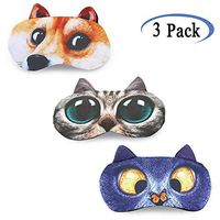 Cute Sleep Eye Mask for Sleeping Cartoon Super Soft and Lightweight Eye Cover Blindfold Eyeshade for Men Women Kid Plane Travel Nap Night Sleeping 3 Or 8 Pack (#2 Cat+Dog(3 Pack))