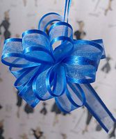 POSHNPRETTY 4" Arabesque Sheer Ribbon w/Satin Edge Pull Bow 18 Loops by 5/8" - Packs of 12 (Royal Blue)