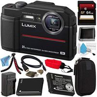 Panasonic Lumix DC-TS7 DC-TS7K Digital Camera (Black) + DMW-BLC13 Lithium Ion Battery + External Rapid Charger + 64GB SDHC Card + Small Case + Deluxe Cleaning Kit + Memory Card Wallet Bundle