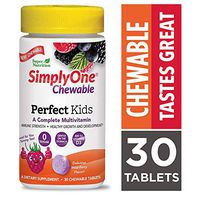 SimplyOne Chewable Multivitamin for Kids, Daily All-in-One Vitamin by SuperNutrition, 30 Day Supply; Best Value Pack