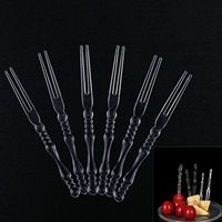 200 Pcs Plastic Disposable Transparent Fruit Food Forks Party Supplies Plates Picks Cake Dessert Forks BY DINGJIN
