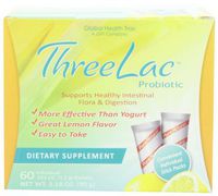 Threelac Probiotic Dietary Supplement, Natural Lemon Flavor, Includes 60 .053-Ounce Packets (Pack of 3)
