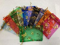 LANGSHA 100Pcs 4"x6" Sheer Drawstring Organza Jewelry Pouches Wedding Party Christmas Favor Gift Candy Bags (Mixed B)