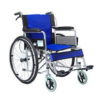 Wheelchair Medical Equipment Manual, Folding Portable, Suitable for: Elderly, Disabled Scooter (Black, Blue) Walker Assist Devices (Color : Blue)