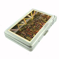 Perfection In Style Metal Cigarette Case with Built in Lighter Vintage New York Design 009