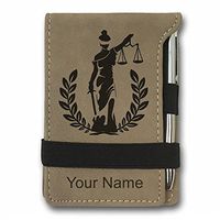 Mini Notepad, Lady Justice, Personalized Engraving Included (Light Brown)
