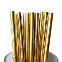 Free DHL 500 pcs Plain Gold Foil Paper Straws Bulk, Vintage Solid Color Metallic Gold Paper Drinking Straws for Holiday Party, Wedding, Baby Shower, Birthday, Christmas Pure Mason Jar Straws