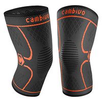 CAMBIVO 2 Pack Knee Brace, Knee Compression Sleeve Support for Men and Women, Running, Hiking, Arthritis, ACL, Meniscus Tear, Sports, Home Gym(Orange,Medium)