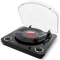 ION Audio Max LP Black |Three Speed Vinyl Conversion Turntable with Stereo Speakers, USB Output to Convert Vinyl Records to Digital Files and Standard RCA & Headphone Outputs (Renewed)