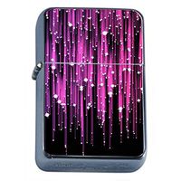 Pink Glitter Rain Flip Top Dual Torch Em1 Smoking Cigarette Silver Refillable Dual Flame