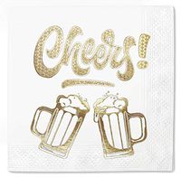 Cheers Jars Pack 50 Napkins Gold Foil Cocktail