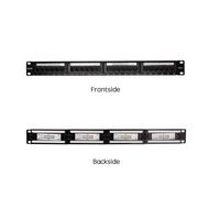 AluNet Cat. 6 Patch Panel 24 Ports Mounts to Standard 19 Inch Racks and Cabinets Unshield 1U Horizontal Black Faceplate